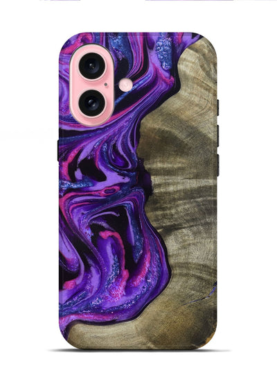 iPhone 16 Wood Live Edge Phone Case - Chyna (Purple, 819984)
