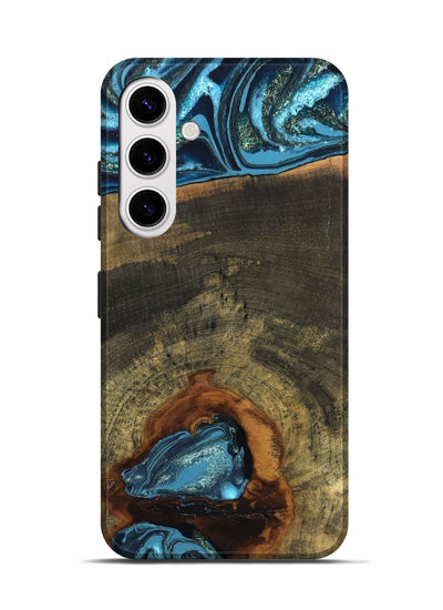 Galaxy S25 Wood Live Edge Phone Case - Cole (Teal & Gold, 819988)