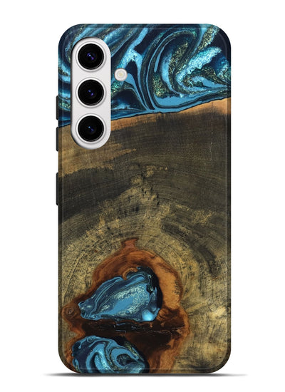 Galaxy S25 Plus Wood Live Edge Phone Case - Cole (Teal & Gold, 819988)