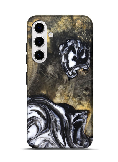Galaxy S25 Wood Live Edge Phone Case - Tory (Black & White, 819989)