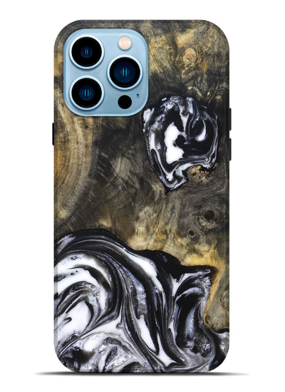 iPhone 14 Pro Max Wood Live Edge Phone Case - Tory (Black & White, 819989)
