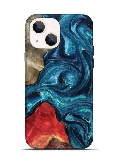iPhone 14 Wood Live Edge Phone Case - Easton (Blue, 819990)