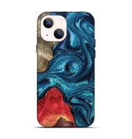 iPhone 14 Wood Live Edge Phone Case - Easton (Blue, 819990)