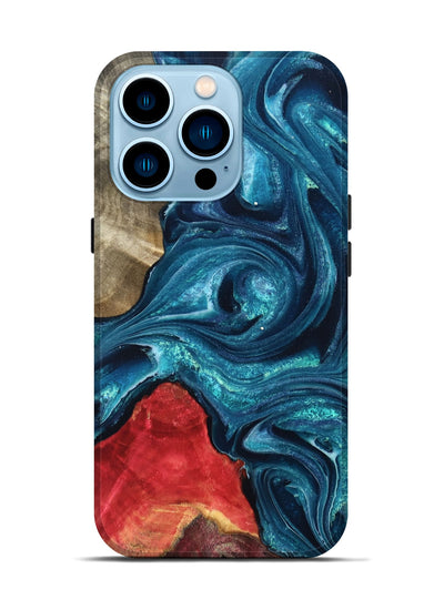 iPhone 14 Pro Wood Live Edge Phone Case - Easton (Blue, 819990)