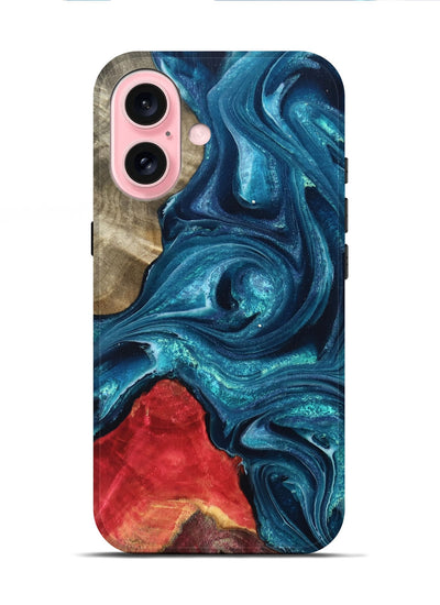 iPhone 16 Wood Live Edge Phone Case - Easton (Blue, 819990)