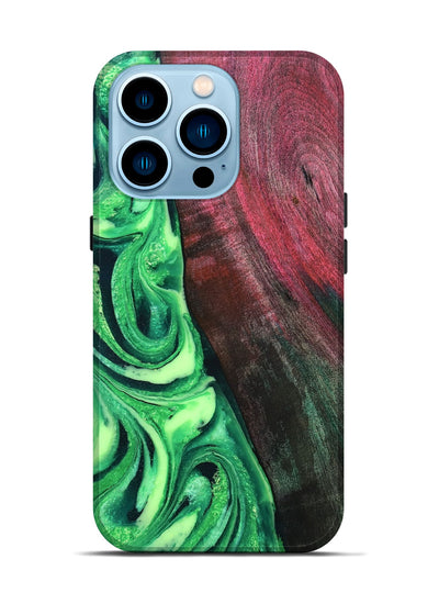 iPhone 14 Pro Wood Live Edge Phone Case - Dorla (Green, 819995)