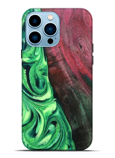 iPhone 14 Pro Max Wood Live Edge Phone Case - Dorla (Green, 819995)