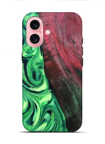 iPhone 16 Wood Live Edge Phone Case - Dorla (Green, 819995)