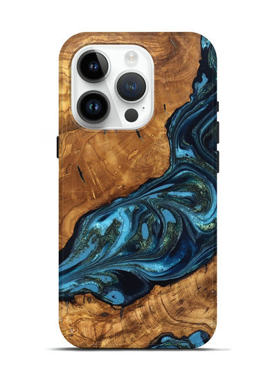iPhone 15 Pro Wood Live Edge Phone Case - Giovani (Ancient Olive, 819997)