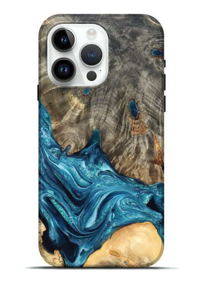 iPhone 15 Pro Max Wood Live Edge Phone Case - Tera (Blue, 819998)