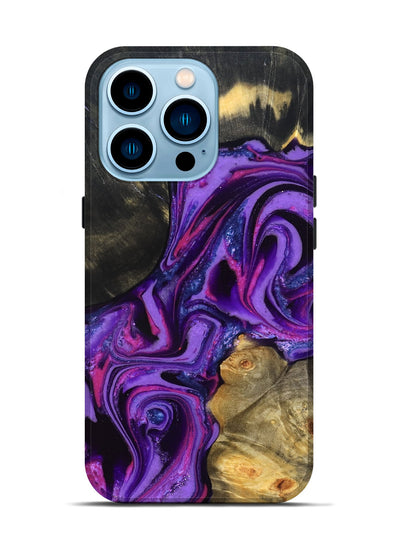 iPhone 14 Pro Wood Live Edge Phone Case - Edmund (Purple, 820000)