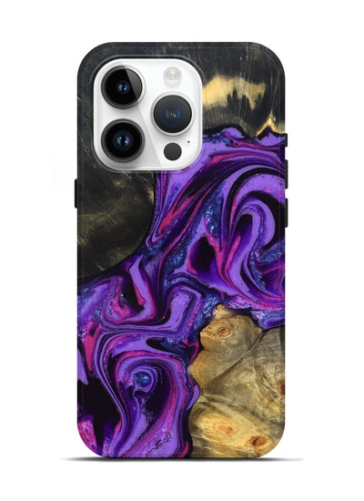 iPhone 15 Pro Wood Live Edge Phone Case - Edmund (Purple, 820000)