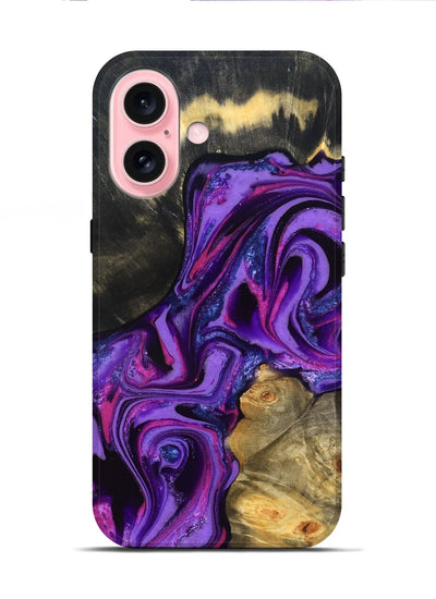 iPhone 16 Wood Live Edge Phone Case - Edmund (Purple, 820000)