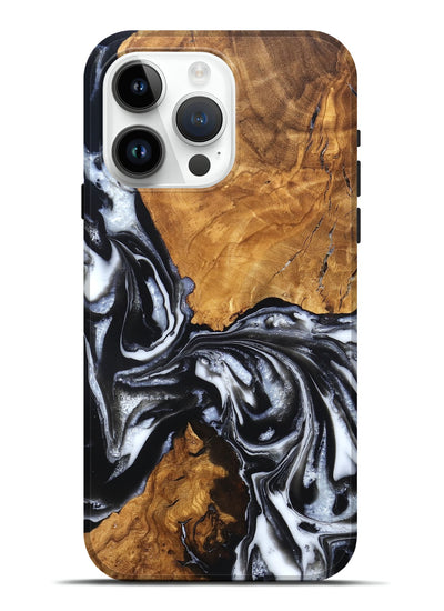 iPhone 15 Pro Max Wood Live Edge Phone Case - Jonas (Black & White, 820001)