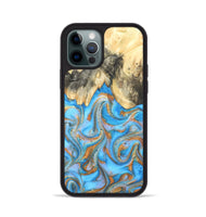 iPhone 12 Pro Wood Phone Case - Cassidy (Teal & Gold, 820122)