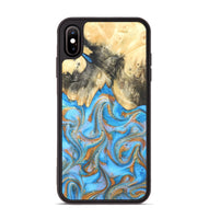 iPhone Xs Max Wood Phone Case - Cassidy (Teal & Gold, 820122)