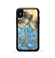 iPhone Xs Wood Phone Case - Cassidy (Teal & Gold, 820122)