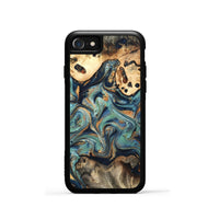 iPhone SE Wood Phone Case - Kahlil (Teal & Gold, 820124)