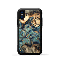 iPhone Xs Wood Phone Case - Kahlil (Teal & Gold, 820124)