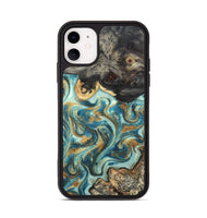 iPhone 11 Wood Phone Case - Shmuel (Teal & Gold, 820199)