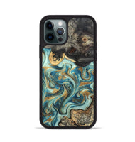 iPhone 12 Pro Wood Phone Case - Shmuel (Teal & Gold, 820199)