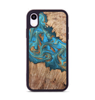 iPhone Xr Wood Phone Case - Vern (Teal & Gold, 820236)