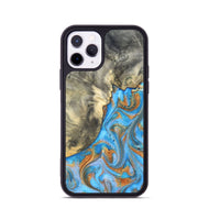 iPhone 11 Pro Wood Phone Case - Janis (Teal & Gold, 820237)