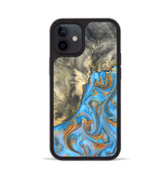 iPhone 12 Wood Phone Case - Janis (Teal & Gold, 820237)