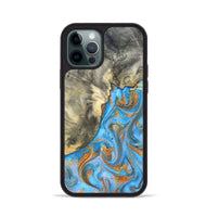 iPhone 12 Pro Wood Phone Case - Janis (Teal & Gold, 820237)