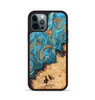iPhone 12 Pro Wood Phone Case - Kailani (Teal & Gold, 820395)