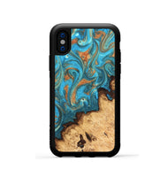iPhone Xs Wood Phone Case - Kailani (Teal & Gold, 820395)