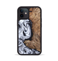 iPhone 12 Wood Phone Case - Raphael (Black & White, 820400)