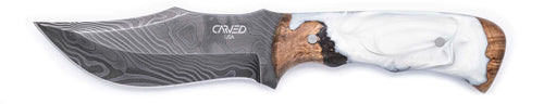 Carved Damascus Hunting Knife #10573