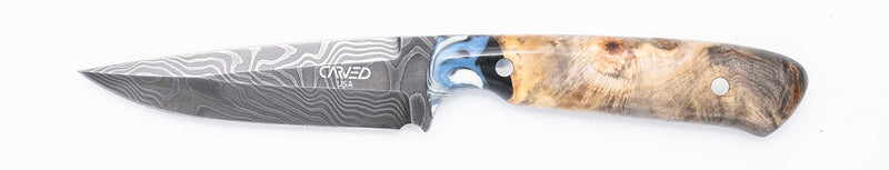 Carved Damascus Field Knife #20614