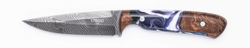 Carved Damascus Field Knife #20689