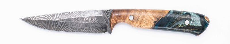 Carved Damascus Field Knife #20691