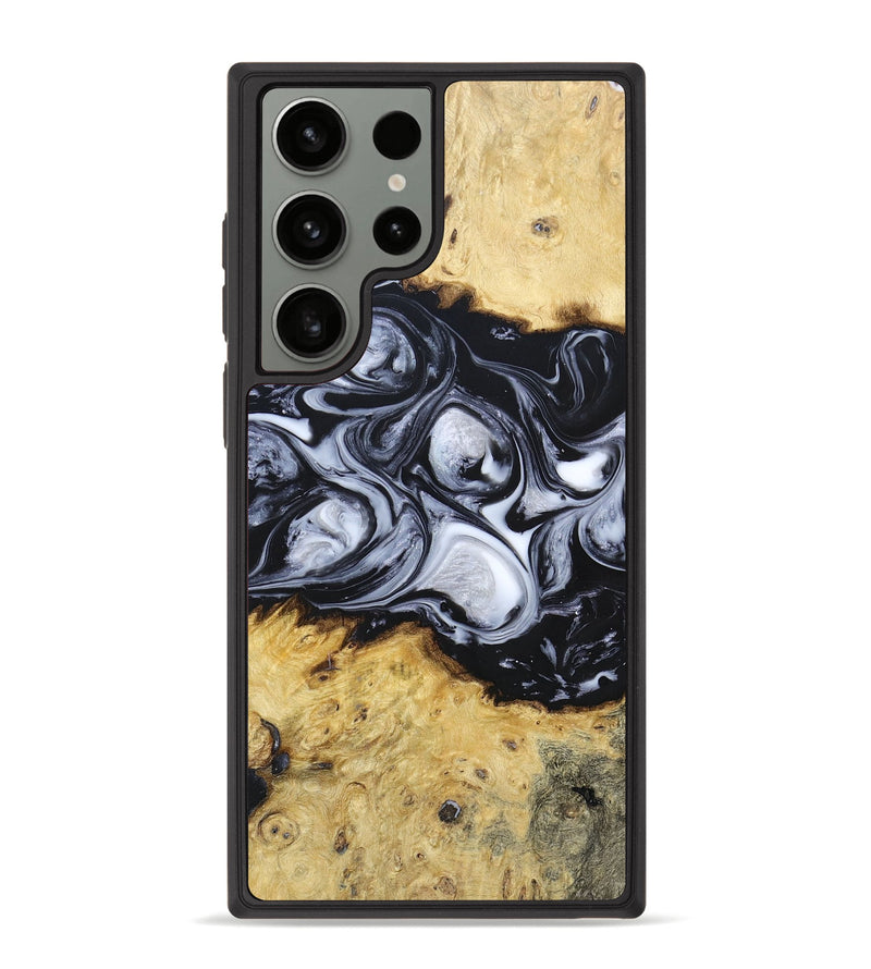 Galaxy S23 Ultra Wood+Resin Phone Case - Rene (Black & White, 695881)