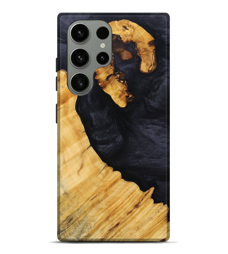 Galaxy S23 Ultra Wood+Resin Live Edge Phone Case - Carl (Pure Black, 695893)
