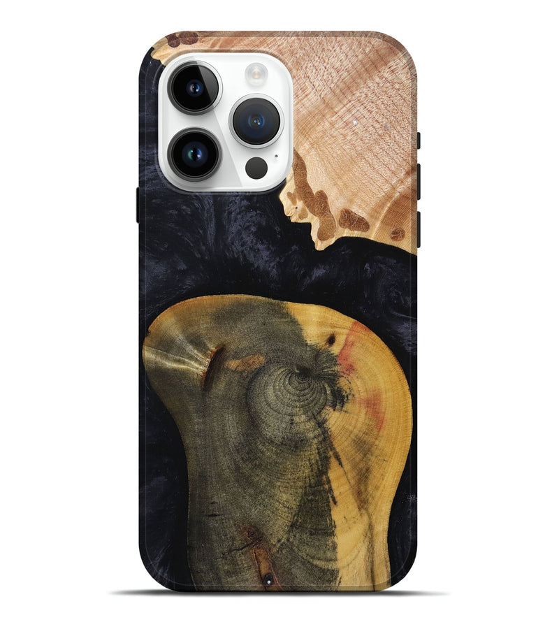 iPhone 15 Pro Max Wood+Resin Live Edge Phone Case - Holden (Pure Black, 695894)