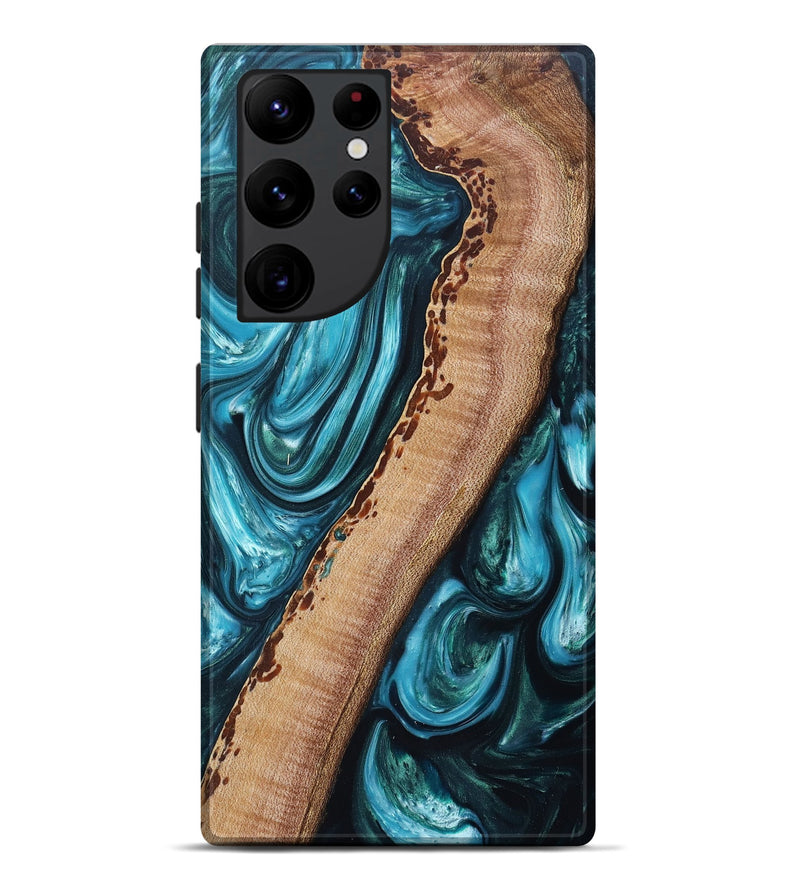 Galaxy S22 Ultra Wood+Resin Live Edge Phone Case - Titus (Green, 695899)