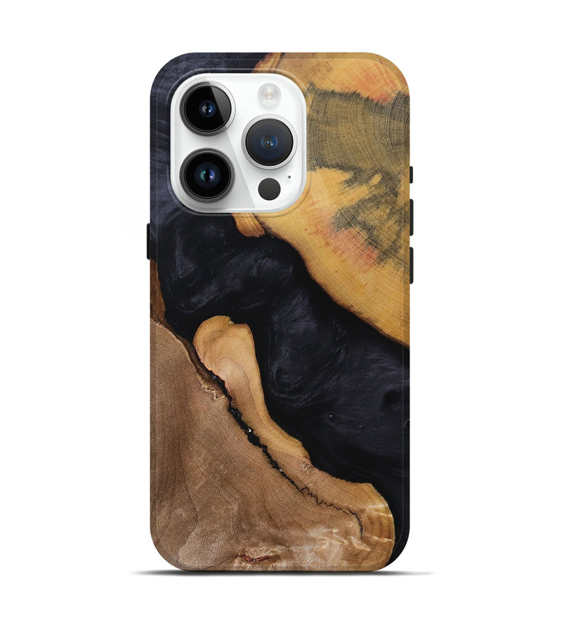 iPhone 15 Pro Wood+Resin Live Edge Phone Case - Roxanne (Pure Black, 695900)