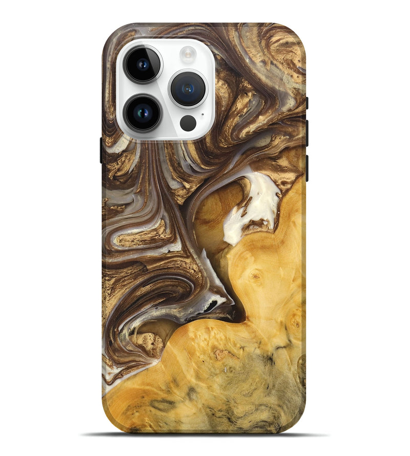 iPhone 15 Pro Max Wood+Resin Live Edge Phone Case - Yahir (Black & White, 695901)