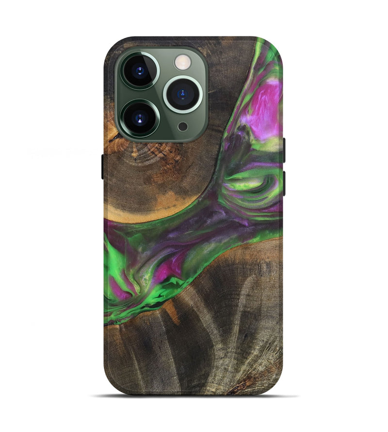 iPhone 13 Pro Wood+Resin Live Edge Phone Case - Shari (Green, 695916)