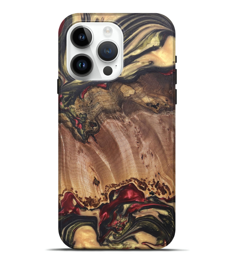 iPhone 15 Pro Max Wood+Resin Live Edge Phone Case - Lindsay (Red, 695917)