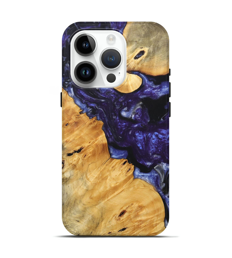 iPhone 15 Pro Wood+Resin Live Edge Phone Case - Gerald (Purple, 695922)
