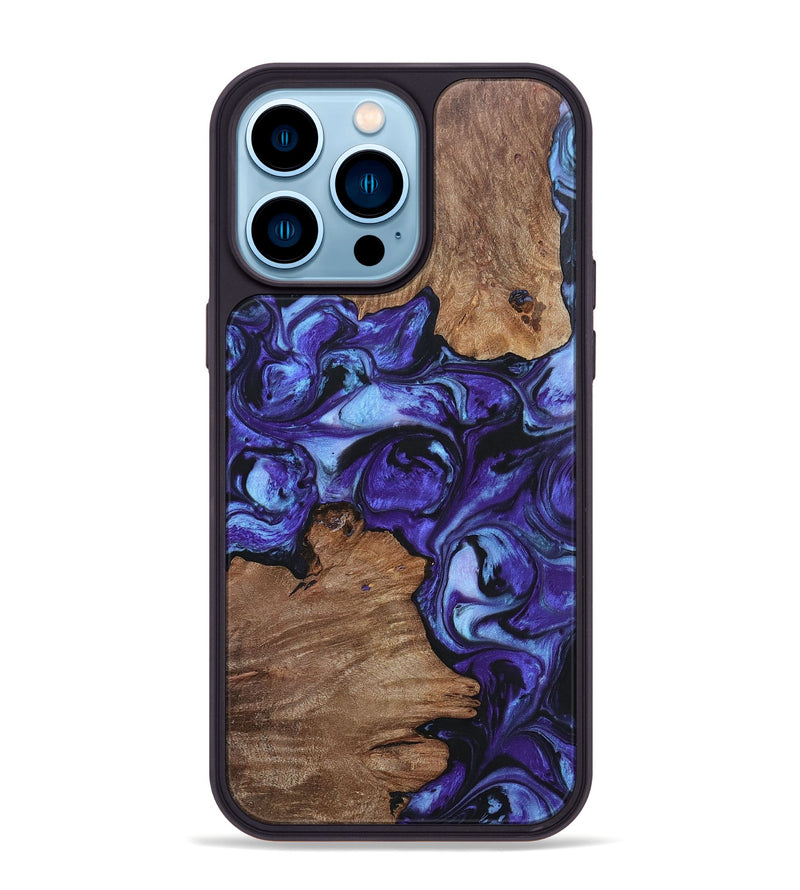 iPhone 14 Pro Max Wood+Resin Phone Case - Jean (Purple, 696125)