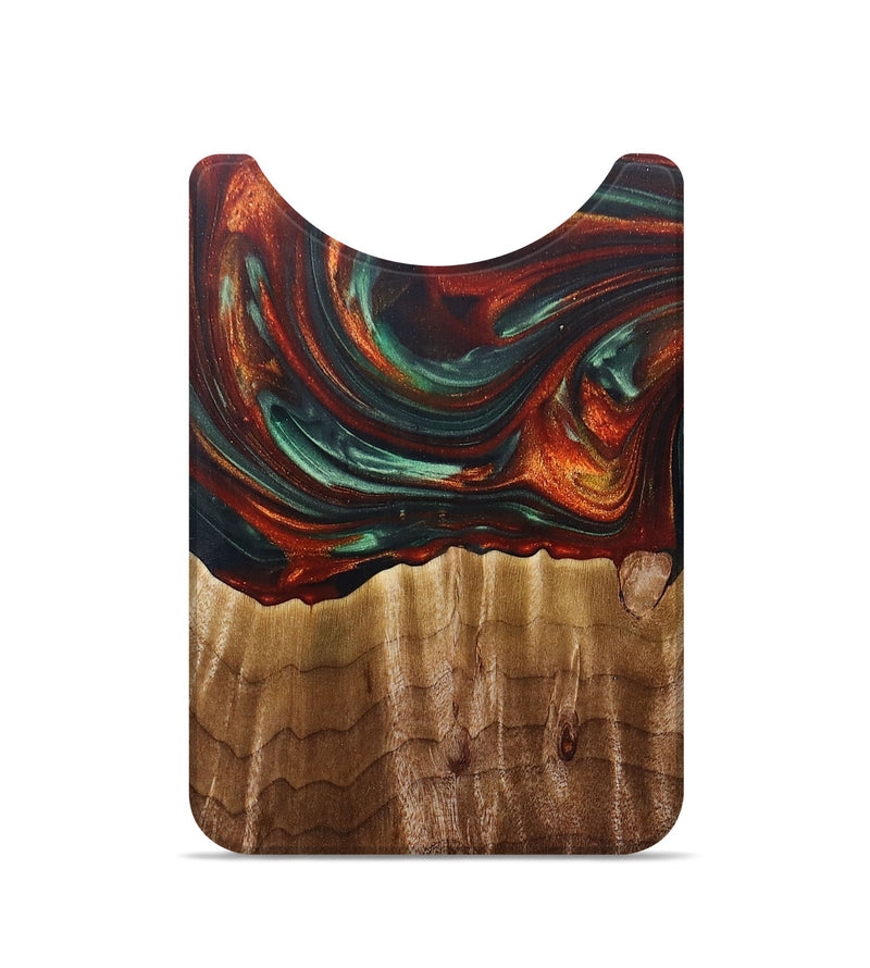 Live Edge Wood+Resin Wallet - Jeanette (Teal & Gold, 696129)
