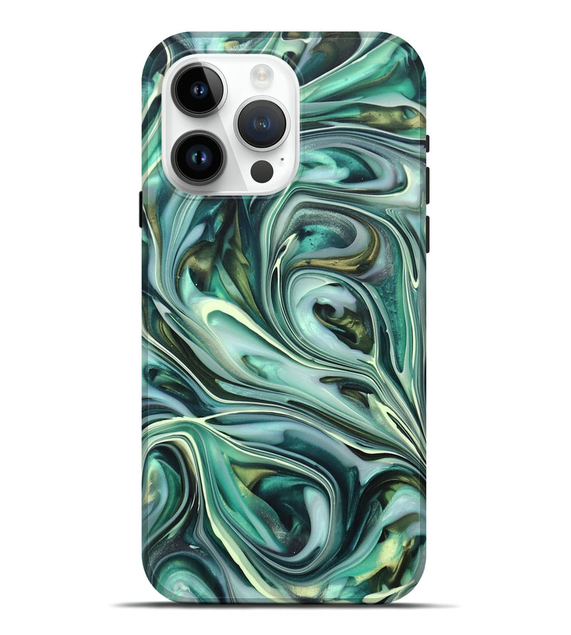 iPhone 15 Pro Max Wood+Resin Live Edge Phone Case - Ricardo (Green, 696149)