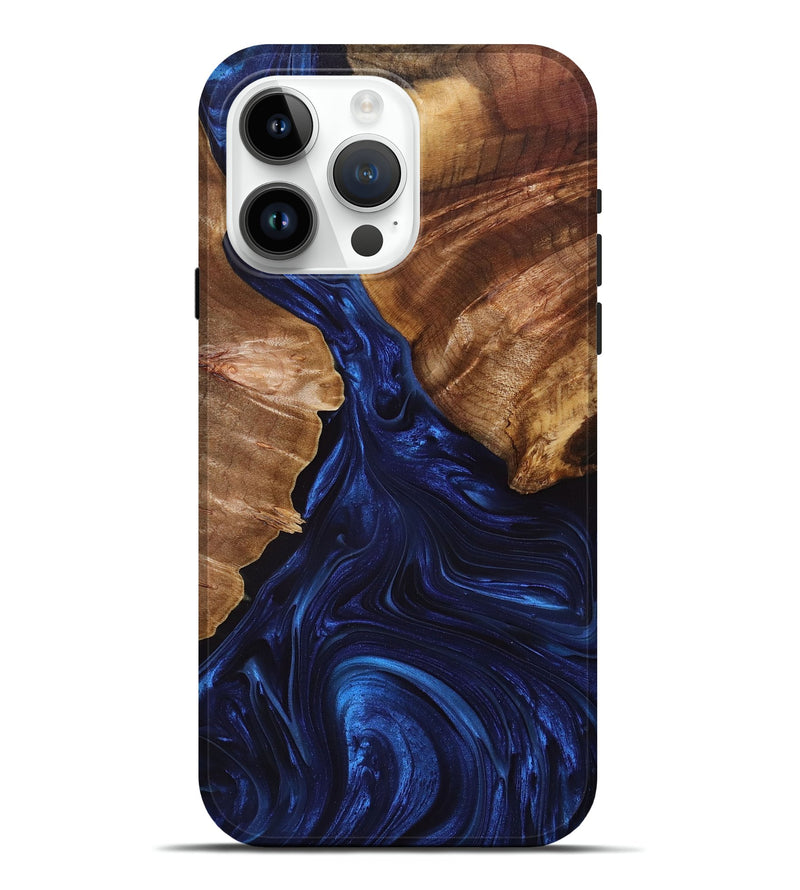 iPhone 15 Pro Max Wood+Resin Live Edge Phone Case - Jay (Blue, 696155)