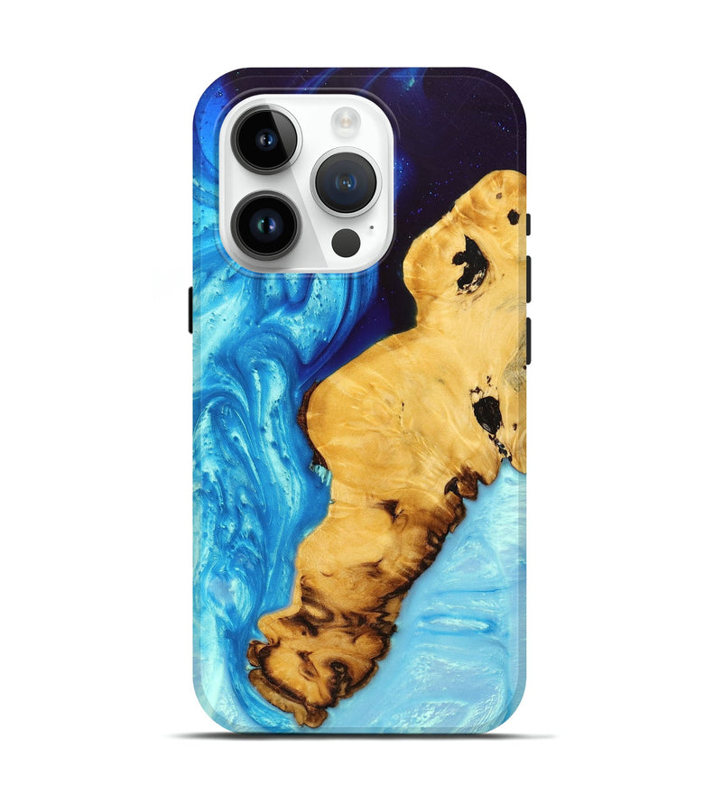 iPhone 15 Pro Wood+Resin Live Edge Phone Case - Zayden (Blue, 696157)